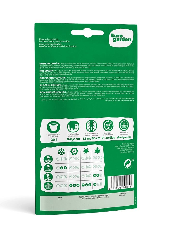 Euro Garden بذور إكليل الجبل من Eurogarden Comun - عشبة طهي سهلة الزراعة وتحتاج إلى صيانة قليلة 2G - Image 2