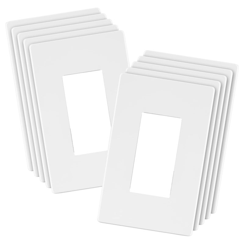 LIDER Matte Finish Decorator Switch Cover, Screwless Wall Plate, Mid-Size 1-Gang 4.88" x 3.11", Unbreakable Polycarbonate Thermoplastic, UL Listed, LSWP-31M-W10P, White, 10 Pack - Image 1