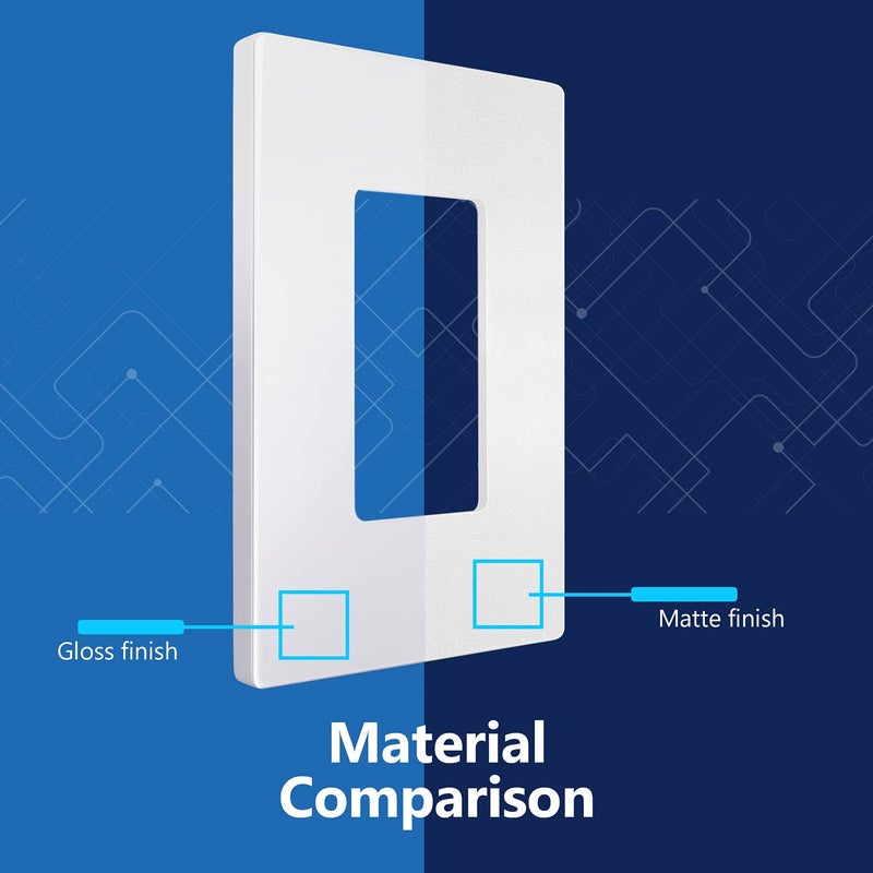 LIDER Matte Finish Decorator Switch Cover, Screwless Wall Plate, Mid-Size 1-Gang 4.88" x 3.11", Unbreakable Polycarbonate Thermoplastic, UL Listed, LSWP-31M-W10P, White, 10 Pack - Image 3