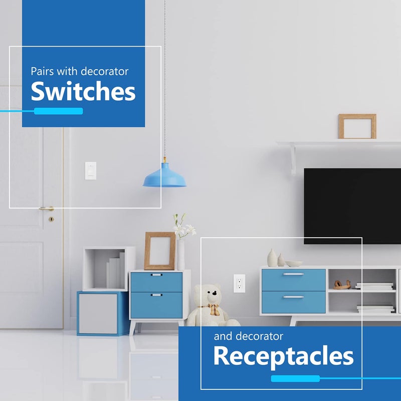 LIDER Matte Finish Decorator Switch Cover, Screwless Wall Plate, Mid-Size 1-Gang 4.88" x 3.11", Unbreakable Polycarbonate Thermoplastic, UL Listed, LSWP-31M-W10P, White, 10 Pack - Image 4