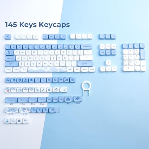 OHY XVX Dolphin Theme PBT Dye-Sub Keycaps Set, 145-Key Blue Custom Keycaps for 75% Mechanical Keyboards (Compatible with Cherry MX/Gateron Switches & Mac/Windows PC) - Image 2