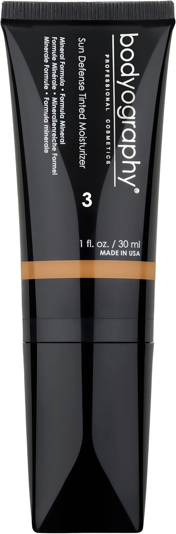Bodyography Sun Defense Tinted Facial Moisturiser Skin Tint with SPF 12 Hydrating Lightweight Tinted Moisturiser Medium Coverage Includes Brush Applicator Vegan CrueltyFree Dark 30ml - Image 1