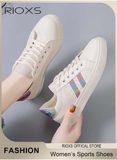 RIOXS Women's Low Top Sneaker, Breathable Sports Shoes, Casual Platform Sneakers, Fashion Slip On Flats, Lace Up Tennis Shoes, Lightweight Jogging Walking Shoes, Ladies Flat Shoe For Sport And Daily Wear, Ladies Athlesiure Shoes  - Image 2