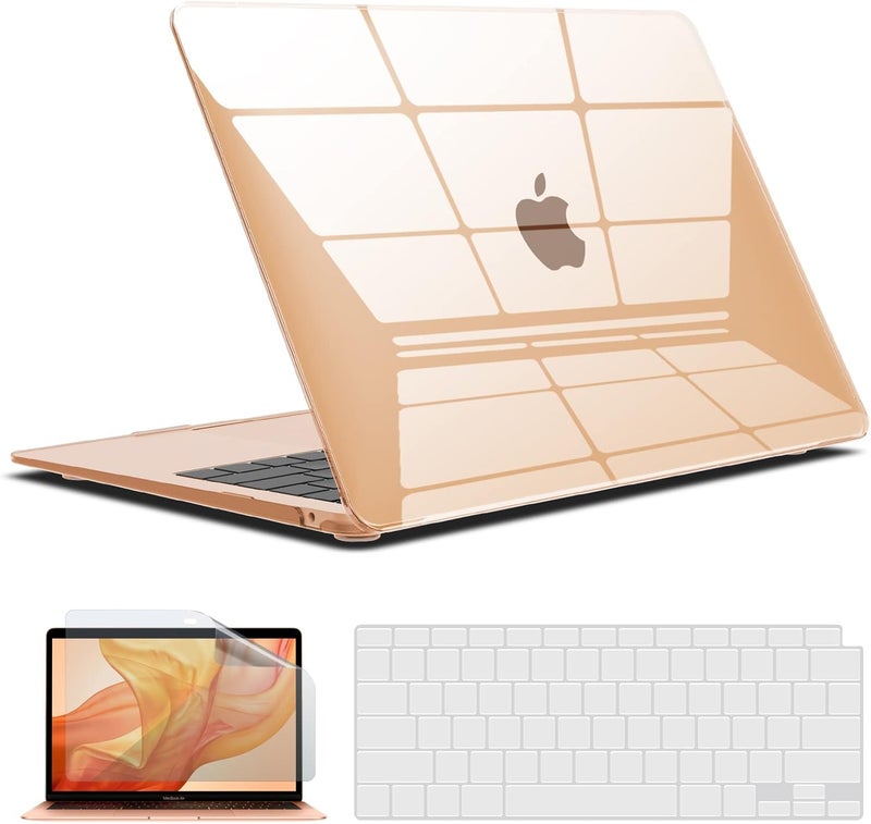 I Benzer Compatible with 2022 2021 2020 MacBook Air 13 inch case M1 A2337 A2179 A1932, Hard Shell Case&Keyboard Cover&Screen Film for Mac Air 13 with Touch ID, Crystal Clear, AT13CYCL+2 - Image 1