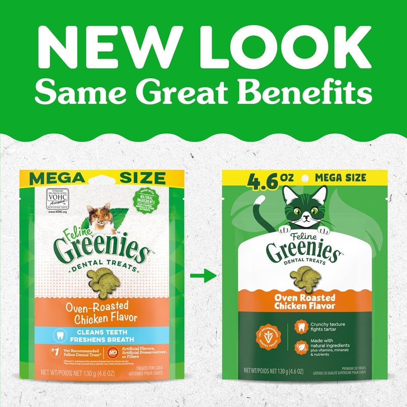 Greenies Feline Adult Dental Cat Treats, Oven Roasted Chicken Flavor, 4.6 oz. Pack - Image 2
