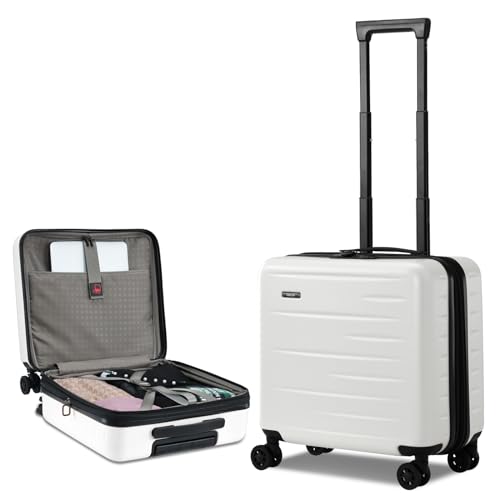 CENSIEN 16 Inch Carry On Luggage Airline Approved, Expandable Lightweight ABS+PC Hard Shell Suitcases with 360° Spinner Wheels, TSA Lock, YKK Zippers (White, 1 PC) - Image 1