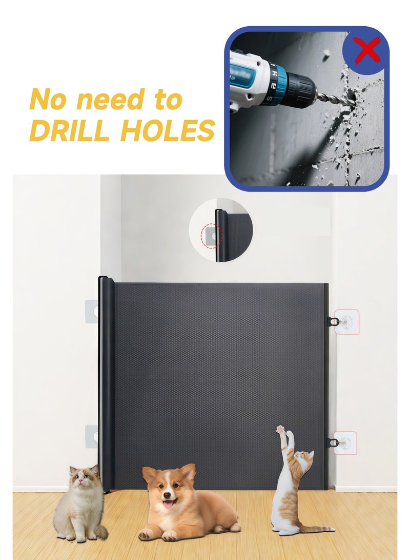 أفضل شراء بوابة حيوانات أليفة قابلة للسحب، بارتفاع 78 سم وعرض 130 سم، بدون حفر، مزودة بقضبان دعم، مصنوعة من قماش متين، بوابة أمان للحيوانات الأليفة، مانعة للهروب، مناسبة للمداخل والسلالم والممرات، للاستخدام الداخلي والخارجي - Image 3