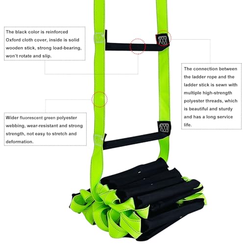FKNGS Fire Escape Ladder with 2 Heavy Hooks, 26.5 Feet Emergency Fire Ladder for 2-3 Story Homes, Reusable Safety Rope Ladders for Balcony Railing Treehouse, Green - Image 4
