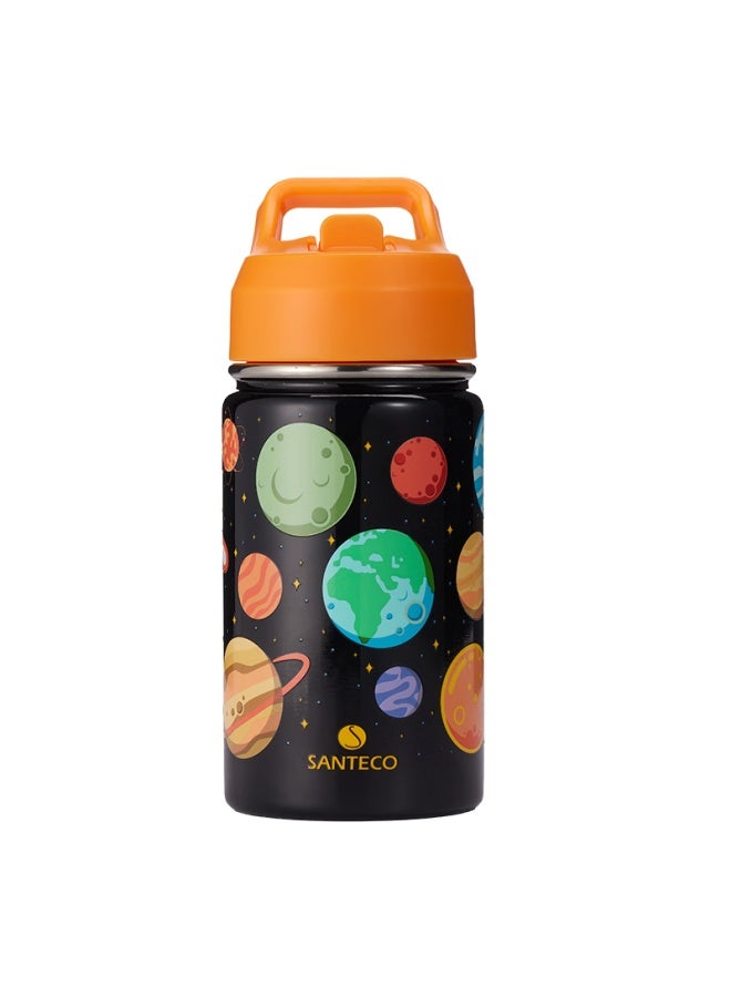 Santeco Children's Insulated Cup, Stainless Steel Direct Drinking Straw Water Bottle, Kindergarten Student Baby Dual Drinking Water Bottle, Universe Desig