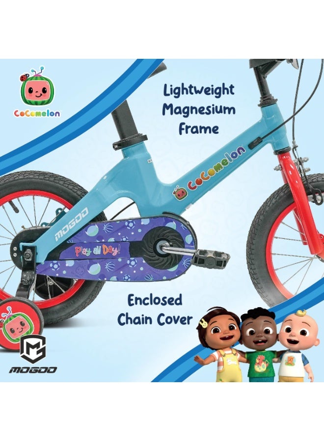 MOGOO Kids Bicycle with Training Wheels | 14-Inch | Blue | Lightweight Magnesium Frame | Adjustable Seat & Dual Brakes - Image 4