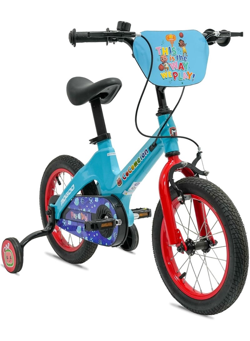 MOGOO Kids Bicycle with Training Wheels | 14-Inch | Blue | Lightweight Magnesium Frame | Adjustable Seat & Dual Brakes - Image 3