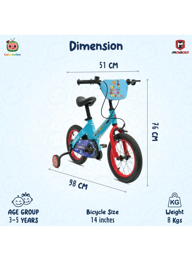 MOGOO Kids Bicycle with Training Wheels | 14-Inch | Blue | Lightweight Magnesium Frame | Adjustable Seat & Dual Brakes - Image 2