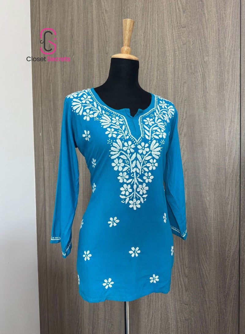 Closet Secrets Handmade Cotton Chikankari Short Kurti  - Image 2