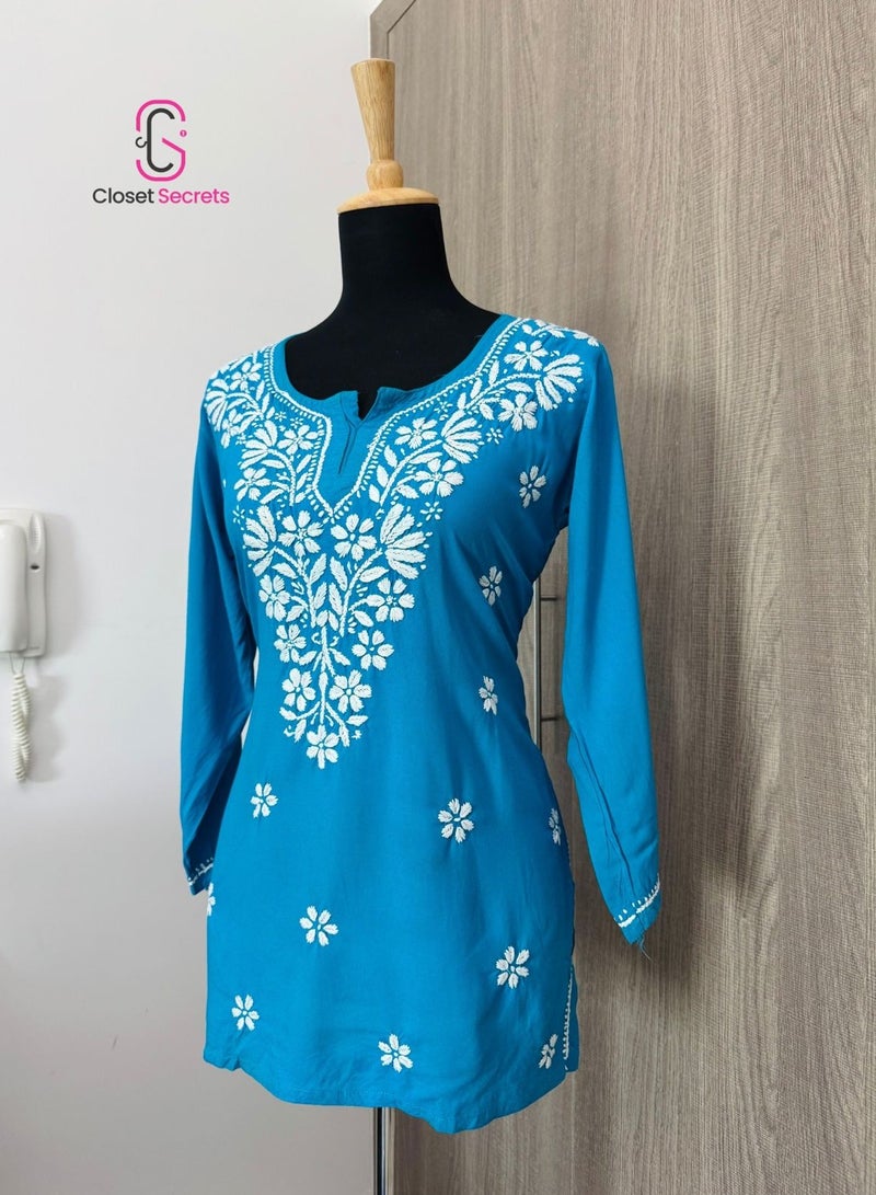 Closet Secrets Handmade Cotton Chikankari Short Kurti  - Image 3