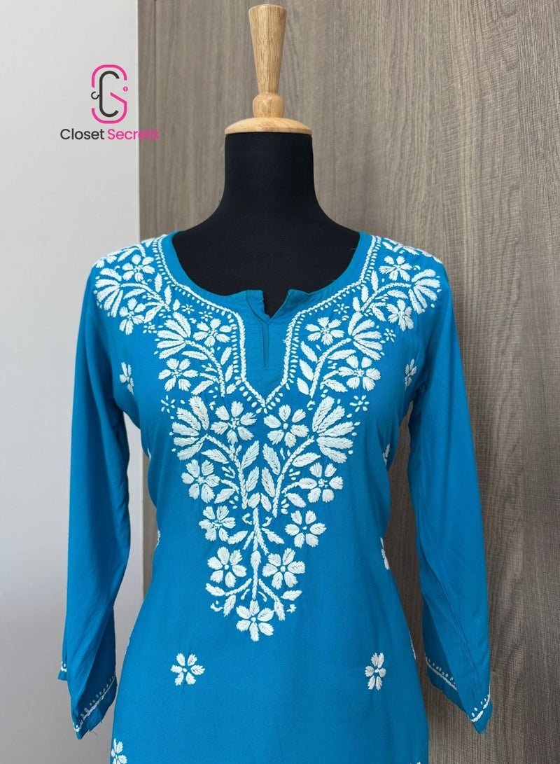 Closet Secrets Handmade Cotton Chikankari Short Kurti  - Image 4