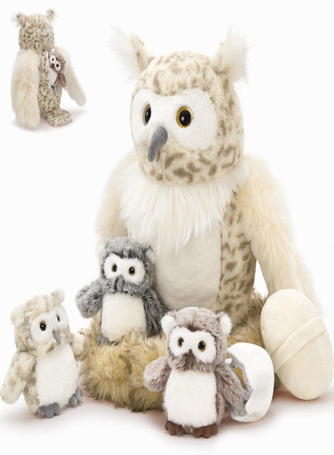 MorisMos Owl Stuffed Animals with Baby Inside 15 Inches, 7 Pcs Stuffed Owl Plush Toys with Little Baby Owls, Eggs, Nest, Gift for Kids Birthday Christmas - Image 1