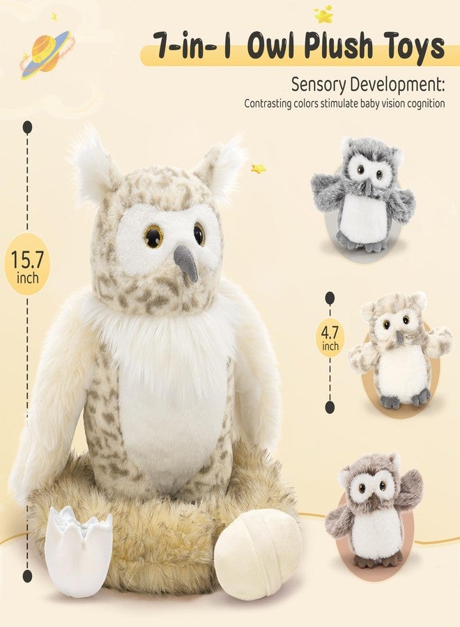 MorisMos Owl Stuffed Animals with Baby Inside 15 Inches, 7 Pcs Stuffed Owl Plush Toys with Little Baby Owls, Eggs, Nest, Gift for Kids Birthday Christmas - Image 4