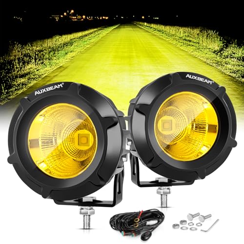 Auxbeam أوكسبيم 3.5 بوصة 50 واط مصباح LED دائري للطرق الوعرة، 5000 لومن ضوء ضباب برتقالي، مصباح قيادة دائري مع مجموعة أسلاك ملحقات للجيب، الشاحنة، ATV، SUV، الدراجة النارية - Image 1