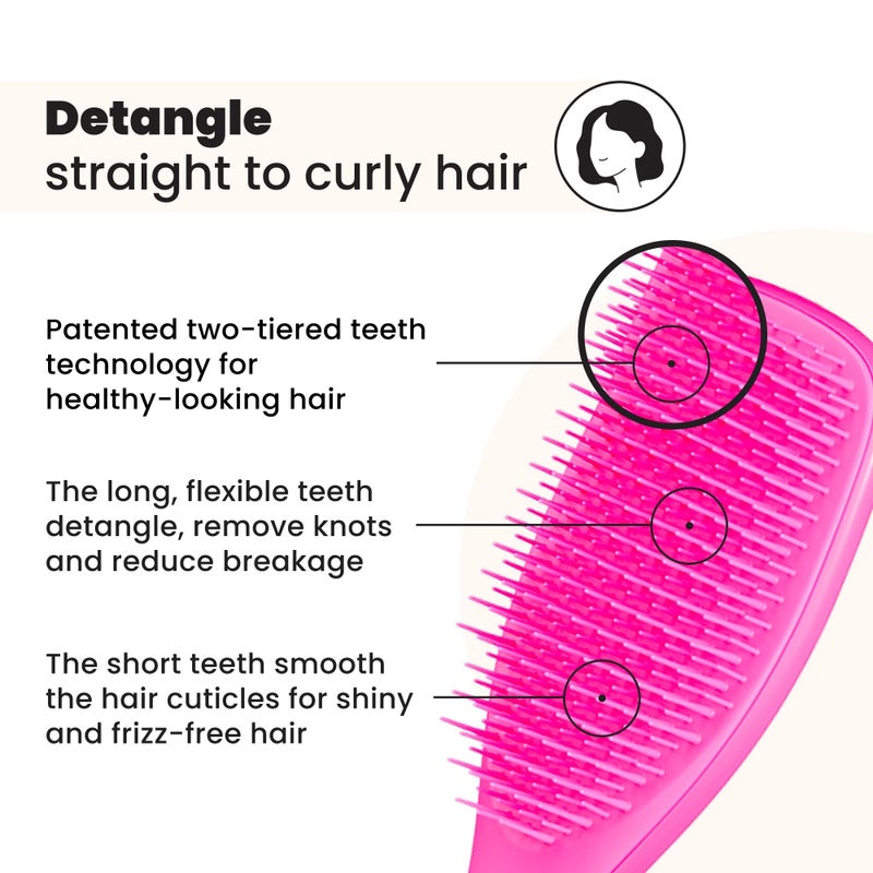 Tangle Teezer Ultimate Detangler Brush for Wet & Dry Hair, Eliminates Knots & Reduces Breakage for Straight to Wavy Hair Types, Runway Pink - Image 2