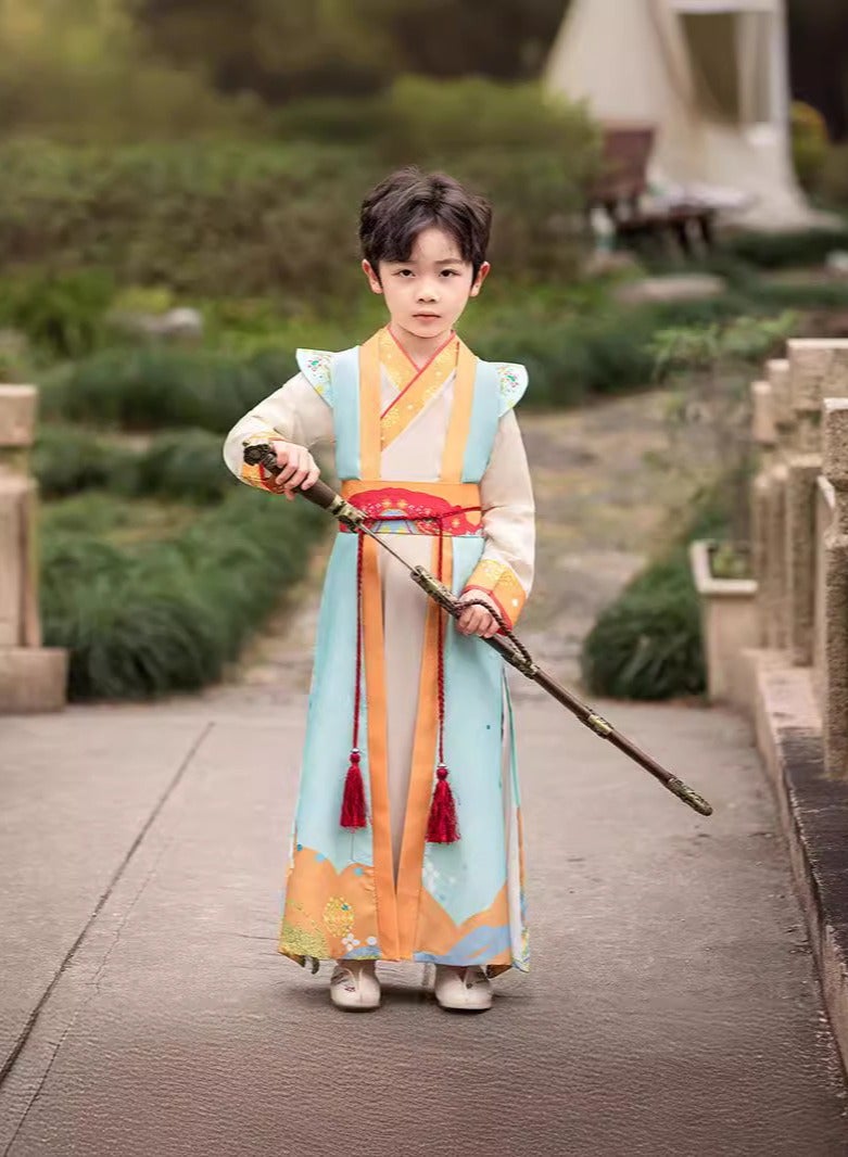 الصينية التقليدية هان فو هان فو القديمة الشرقية أنيقة سلالة تانغ 100 سم ارتفاع الأطفال - Image 1