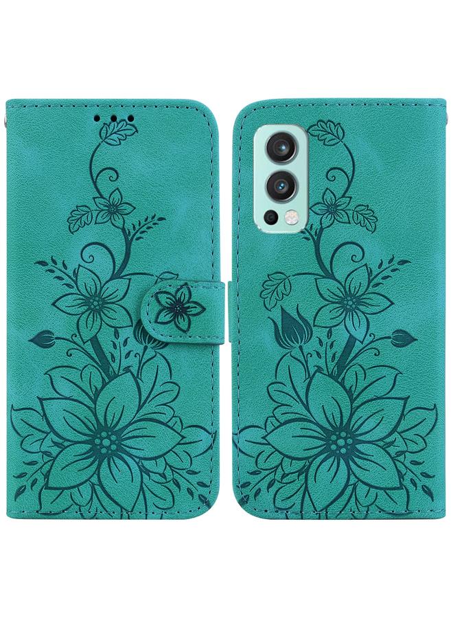 erorex Case For OnePlus Nord 2 5G Lily Embossed Leather Phone Case  - Image 1