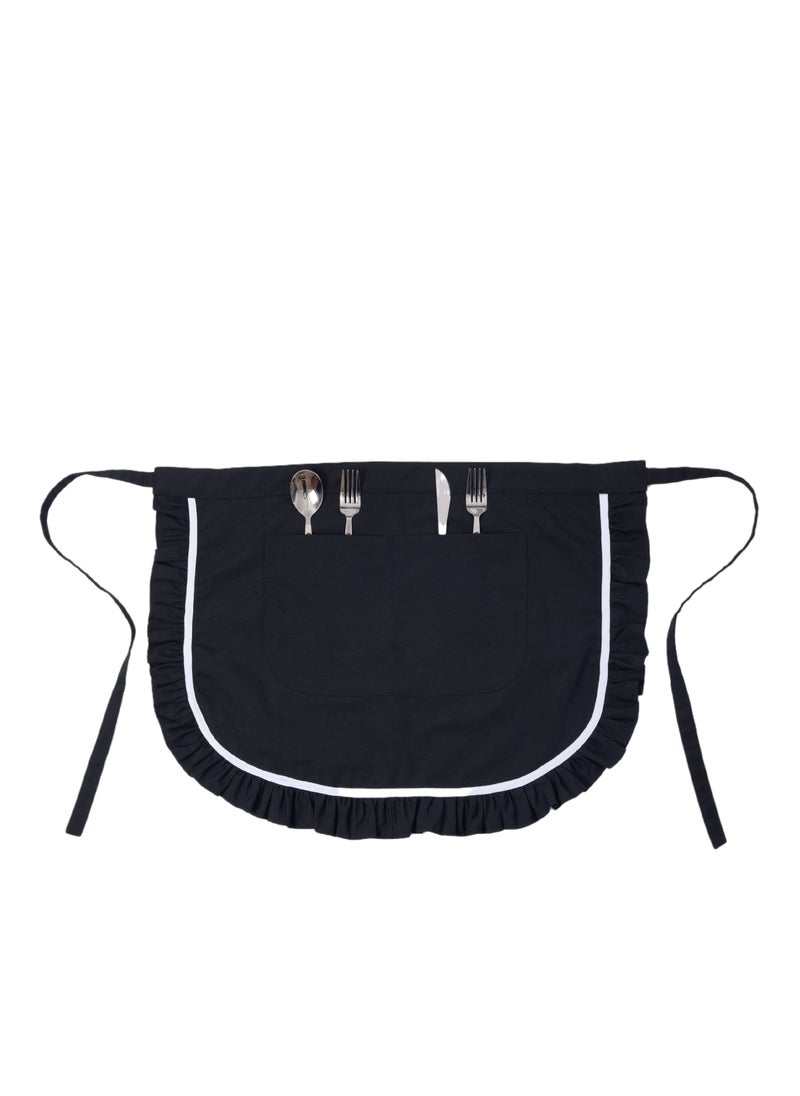 SYOSI - Waist Apron Half Apron, Black Waitress Server Aprons, Waitress Waiter Server Short Aprons with pockets, for Kitchen Cooking Restaurant, for Waitress Cosplay Costume - Image 1