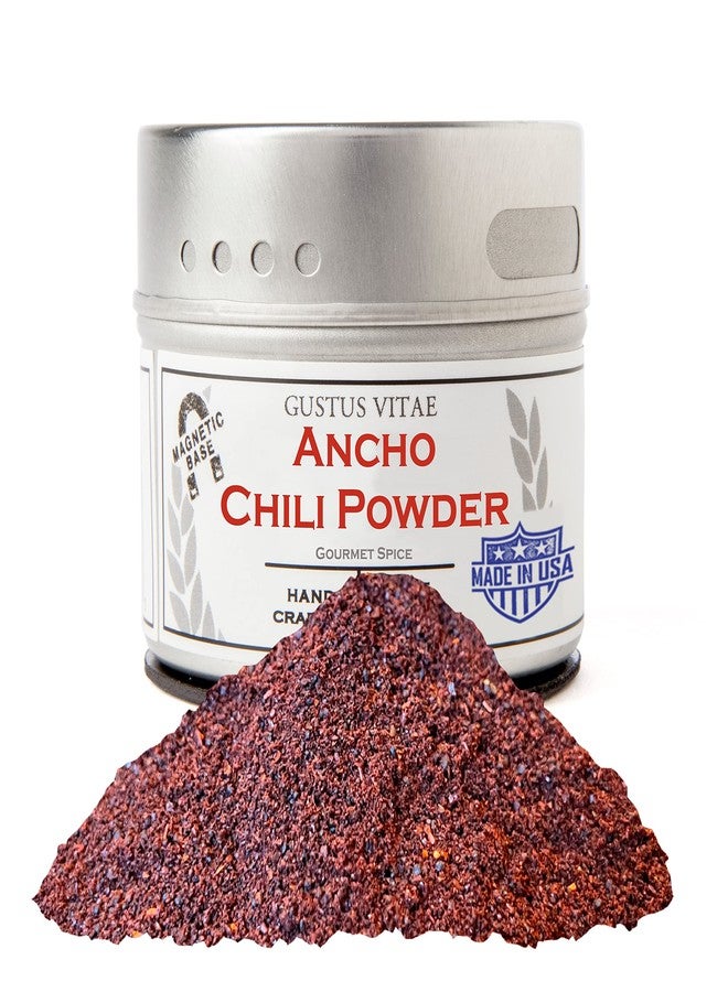 GUSTUS VITAE Ancho Chili Powder | Gourmet Spice | All Natural Chili Powder | Non GMO, All Natural | Hand Made, Small Batch | Artisanal Seasoning | GLP-1 Friendly | Single Ingredient Spice | Sustainably Sourced | Made in USA | No Artificial Ingredients | Magnetic Tins | Gustus Vitae - Image 1