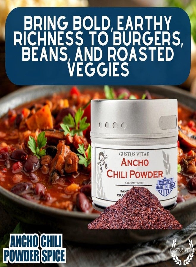 GUSTUS VITAE Ancho Chili Powder | Gourmet Spice | All Natural Chili Powder | Non GMO, All Natural | Hand Made, Small Batch | Artisanal Seasoning | GLP-1 Friendly | Single Ingredient Spice | Sustainably Sourced | Made in USA | No Artificial Ingredients | Magnetic Tins | Gustus Vitae - Image 4