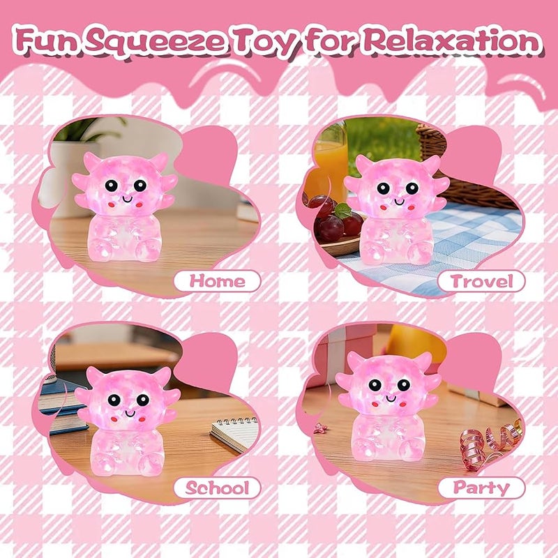 Sitting Axolotl Squishy Toy for Kids Ages 3+ & Adults, Slow Rising Animal Squeeze Toy, for Birthday Party Favors, Easter Baskets & Goodie Bags (Pink Large Sequins) - Image 5