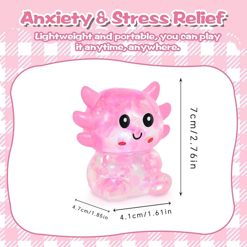 Sitting Axolotl Squishy Toy for Kids Ages 3+ & Adults, Slow Rising Animal Squeeze Toy, for Birthday Party Favors, Easter Baskets & Goodie Bags (Pink Large Sequins) - Image 4
