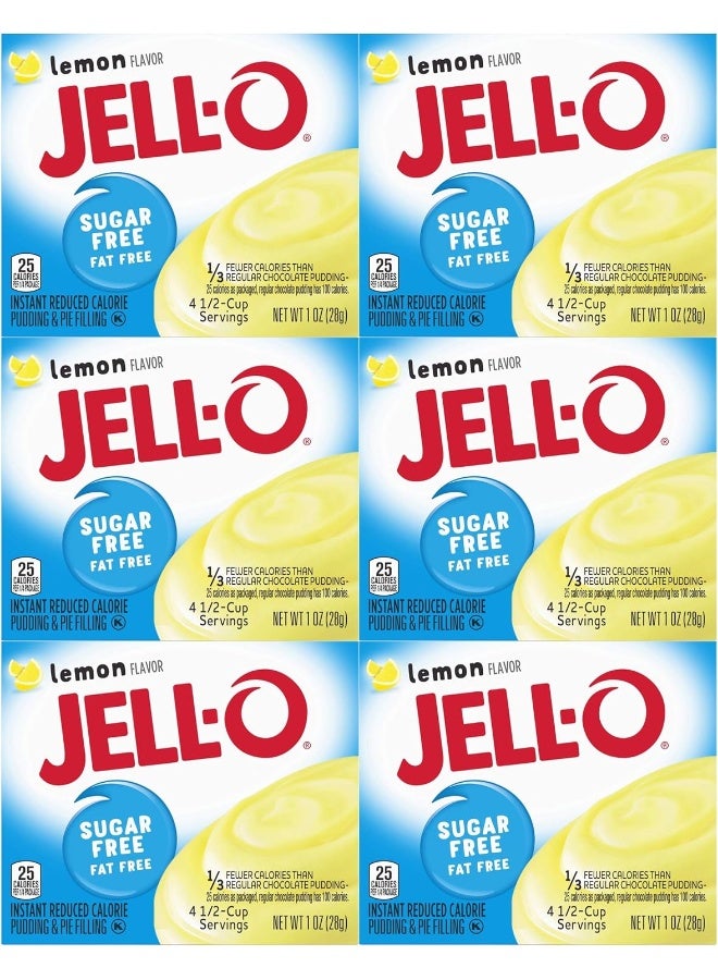 Jell-O Instant Lemon Sugar-Free Fat Free Pudding & Pie Filling (1 oz Boxes, Pack of 6) - Image 1