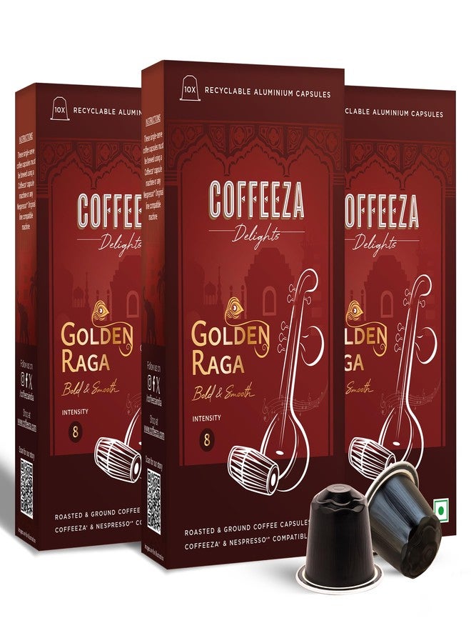 Coffeeza Delights Golden Raga Coffee Capsules (Budget-Friendly) Nespresso® Compatible Capsules |30 Coffee Pods - Image 1