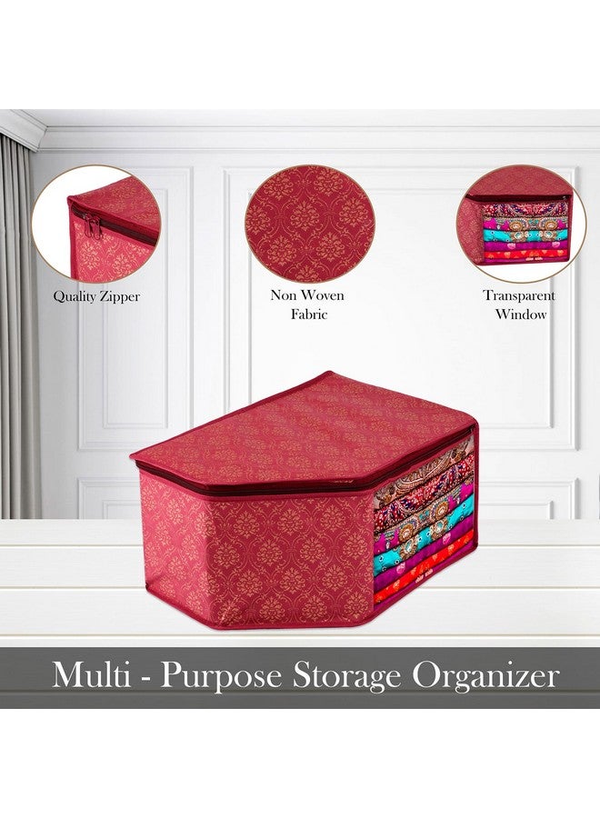Kuber Industries Blouse Cover | Clothes Storage Bag | Zipper Closure Wardrobe Organizers | Clothes Organizer with Transparent Window | Golden-Printed Clothes Bag | Pack of 6 | Maroon - Image 4