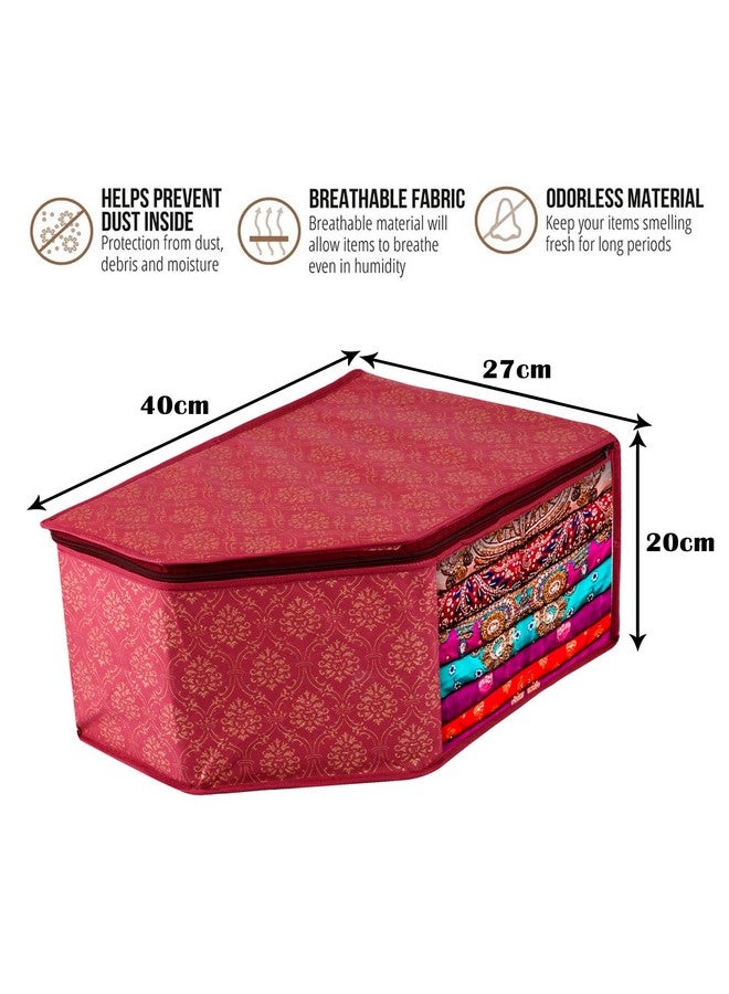 Kuber Industries Blouse Cover | Clothes Storage Bag | Zipper Closure Wardrobe Organizers | Clothes Organizer with Transparent Window | Golden-Printed Clothes Bag | Pack of 6 | Maroon - Image 3