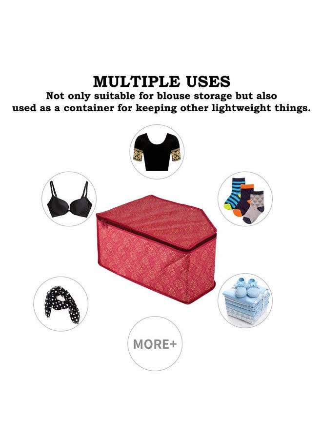 Kuber Industries Blouse Cover | Clothes Storage Bag | Zipper Closure Wardrobe Organizers | Clothes Organizer with Transparent Window | Golden-Printed Clothes Bag | Pack of 6 | Maroon - Image 5