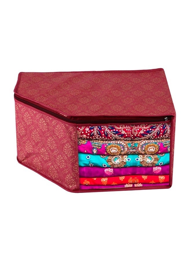 Kuber Industries Blouse Cover | Clothes Storage Bag | Zipper Closure Wardrobe Organizers | Clothes Organizer with Transparent Window | Golden-Printed Clothes Bag | Pack of 6 | Maroon - Image 2