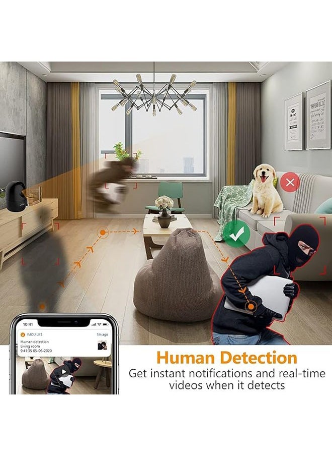 IMOU - 360 Degree Security Camera Up To 256GB SD Card Support WiFi & Ethernet Connection 1080P Full HD Privacy Mode Alexa Google Assistant Human Detection 2-Way Audio Night Vision Ranger 2 Black - Image 1