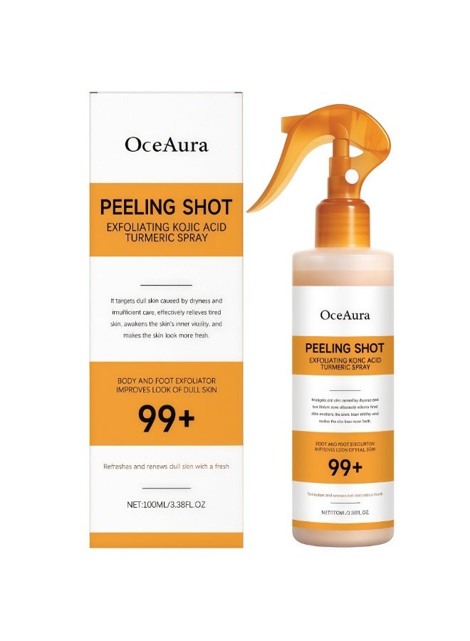  اوساورا بخاخ الجسم المقشر بحمض الكوجيك والكركم، سيروم مقشر، يُحسّن ملمس البشرة الخشنة والباهتة، للعناية بالجسم، للجنسين. ١٠٠ مل - Image 1