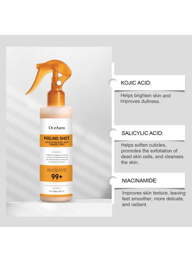  اوساورا بخاخ الجسم المقشر بحمض الكوجيك والكركم، سيروم مقشر، يُحسّن ملمس البشرة الخشنة والباهتة، للعناية بالجسم، للجنسين. ١٠٠ مل - Image 2