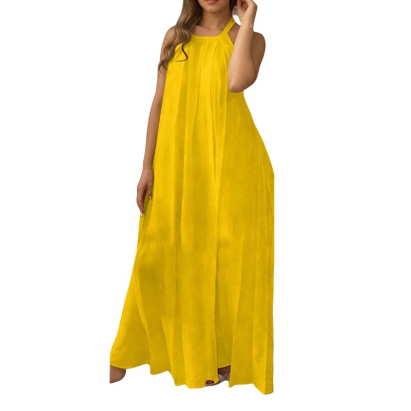 2026 Summer New Arrival Women's Fashion Loose Casual Backless Halterneck Bow Sexy Dress - Image 4