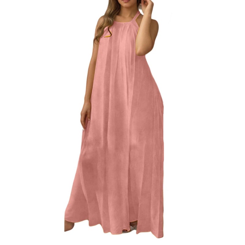 2026 Summer New Arrival Women's Fashion Loose Casual Backless Halterneck Bow Sexy Dress - Image 3
