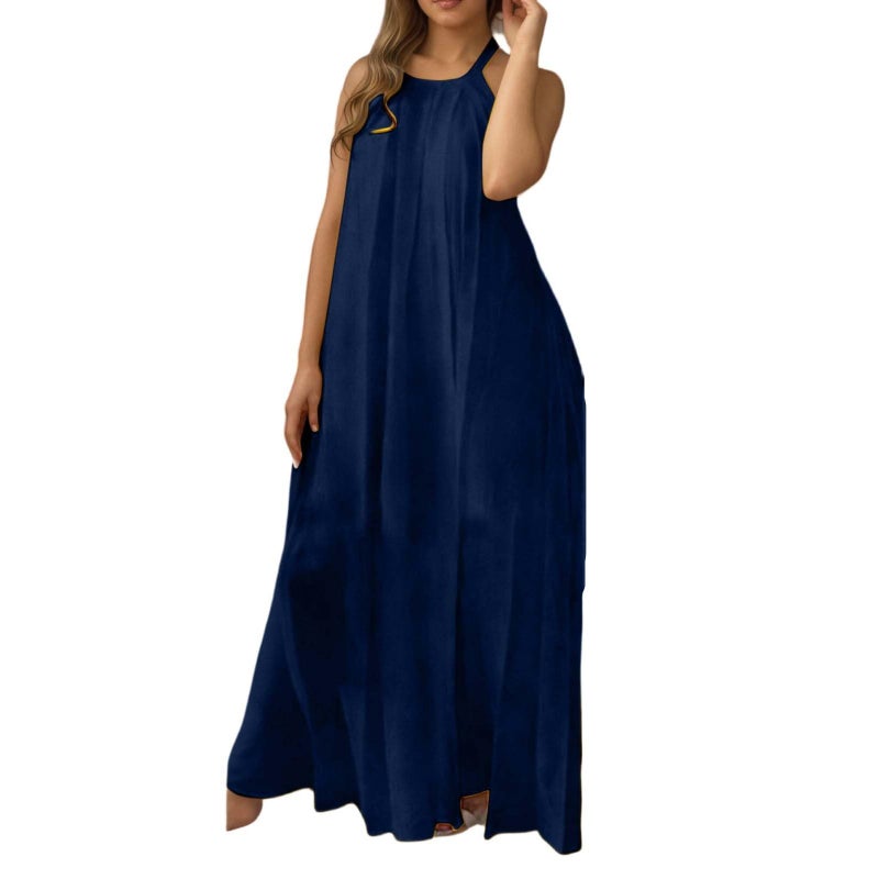 2026 Summer New Arrival Women's Fashion Loose Casual Backless Halterneck Bow Sexy Dress - Image 2
