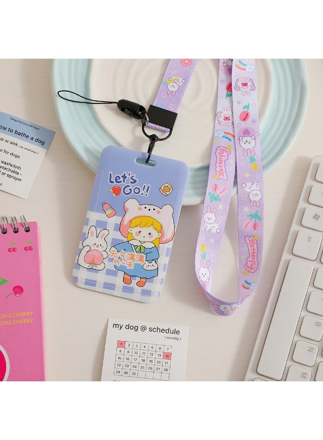 NIBEMINENT 1 - Piece Cartoon Cute Girl Heart Kpop Photo Card Holder Pendant Key Chain ID Badge Holder ID Card Holder Photo Card Protector for School ID Office ID Access Card for Women Girls - Image 1