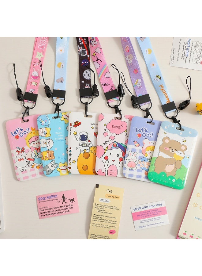 NIBEMINENT 1 - Piece Cartoon Cute Girl Heart Kpop Photo Card Holder Pendant Key Chain ID Badge Holder ID Card Holder Photo Card Protector for School ID Office ID Access Card for Women Girls - Image 2