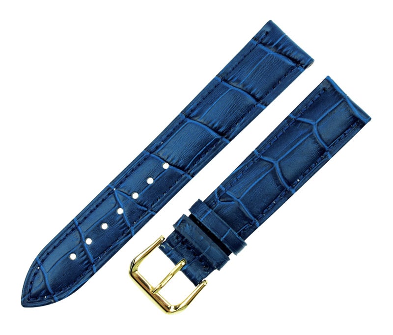 RECHERE 20mm Leather Watch Band Strap Gold Buckle Color Blue - Image 5