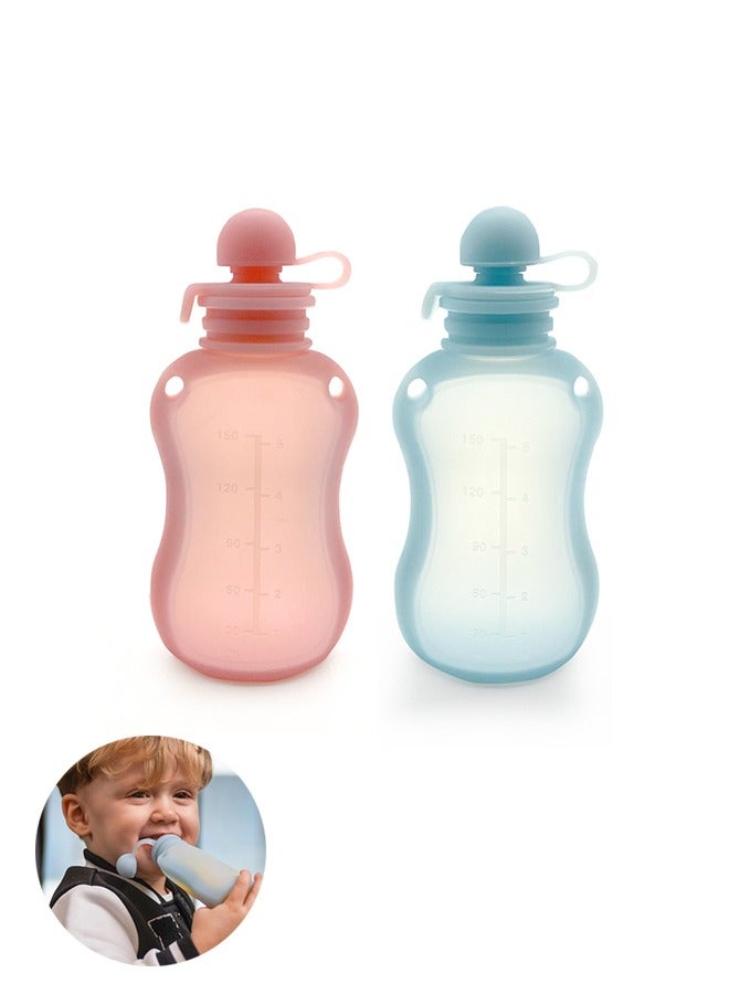 Organizer 2 Pcs Silicone Breast Milk Bags, Reusable Breastmilk Bags for Breastfeeding, 150ml Breast Milk Saver, Leakproof Milk Freezer Storing Pouches, BPA Free - Image 1
