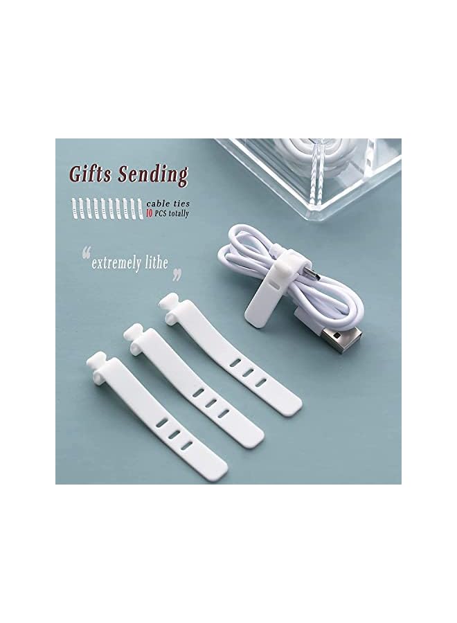 LEHSGY Organizer Storage Box With Lid, LEHSGY Plastic Cable Cord Management Box with 8 Compartments, Desk Accessories Storage Organizer Cable Management Tidy With 10Pcs Rubber Ties - Image 4