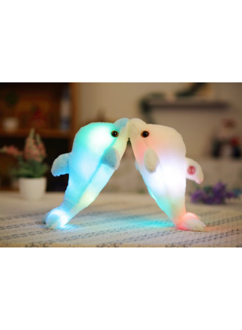 30 CM Cute Dolphin Plush Luminescence Toy Stuffed Creative LED Animal Doll For Girls And Boys All Ages Gift （White） - Image 3