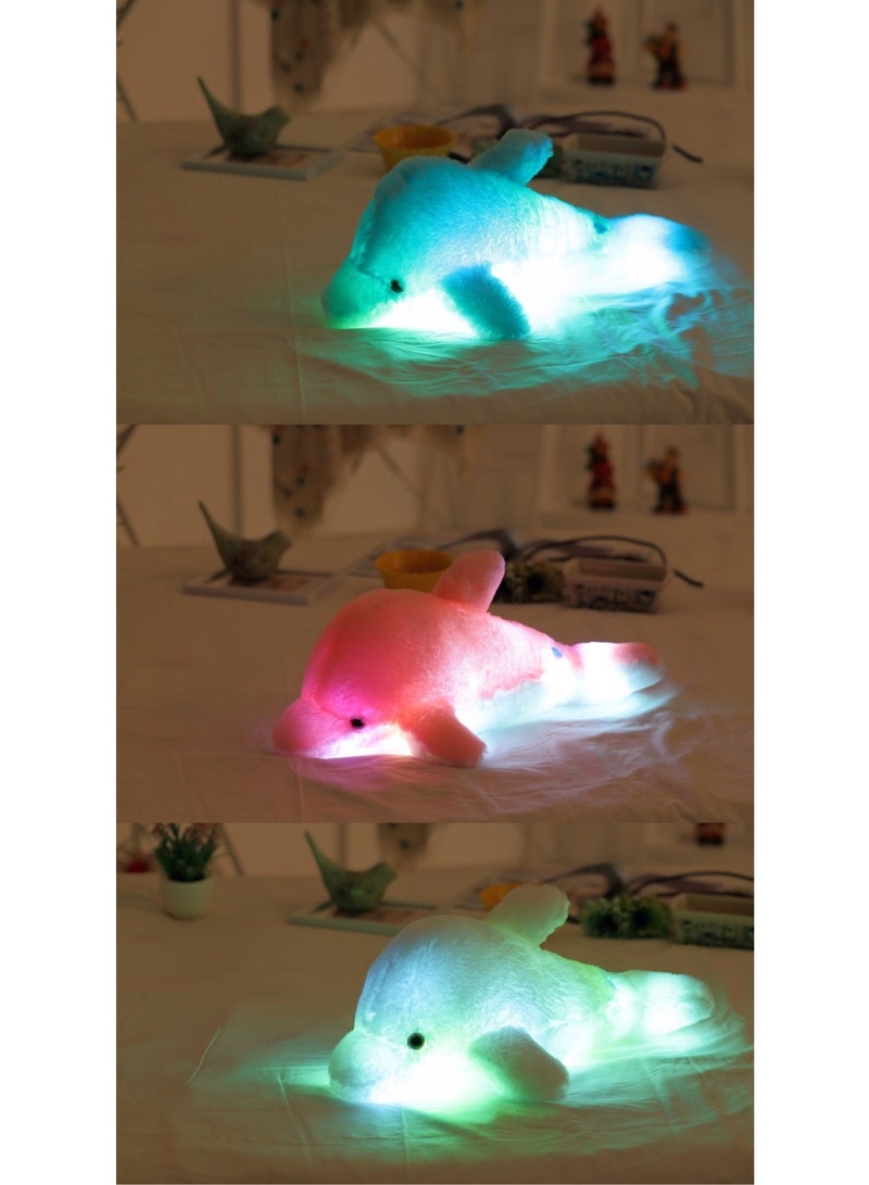 30 CM Cute Dolphin Plush Luminescence Toy Stuffed Creative LED Animal Doll For Girls And Boys All Ages Gift （White） - Image 2
