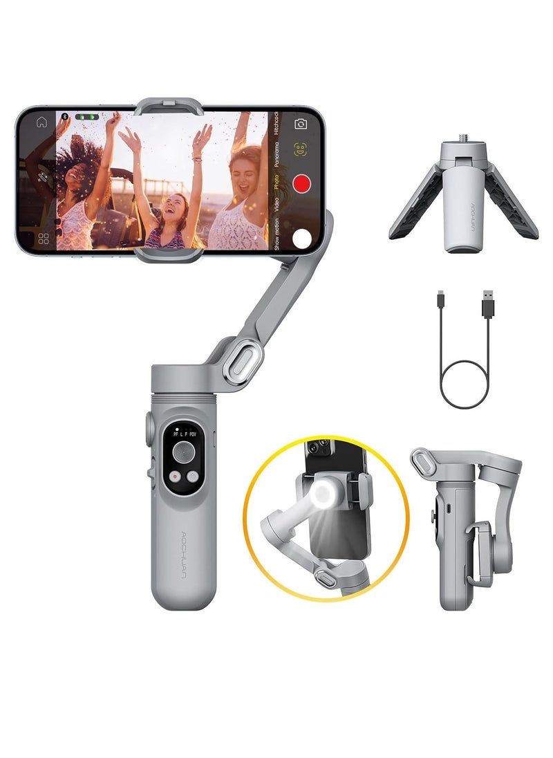 Smart X 3-Axis Foldable Handheld Gimbal Stabilizer with Fill Light For Smart Phone Action Camera